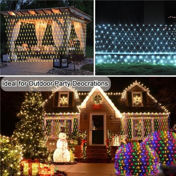 510 LED Christmas Net Lights 27.9ft x 5ft Mesh Lights Outdoor Clear Wire 8 modes - Picture 4 of 7